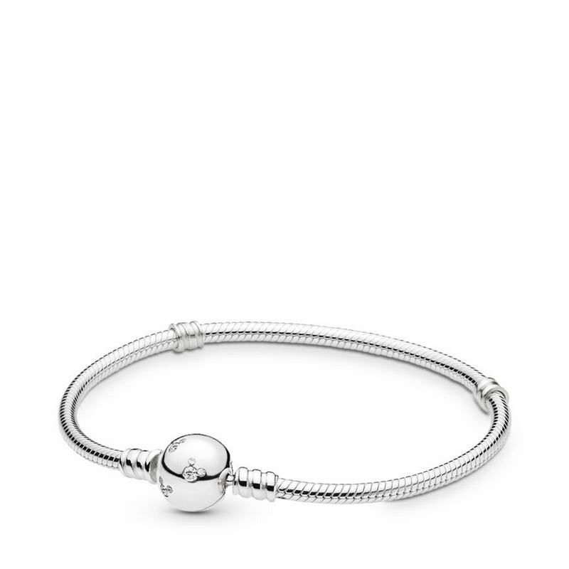 Pandora Disney Moments Sparkling Mickey Mouse & Snake Chain Bracelet Ireland - Sterling Silver/Cubic